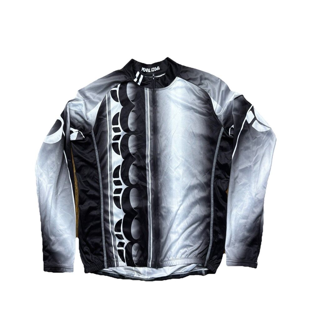 Pearl Izumi Mens Cycling Jersey Medium Black Gray Long Sleeve Zip Bike Jacket
